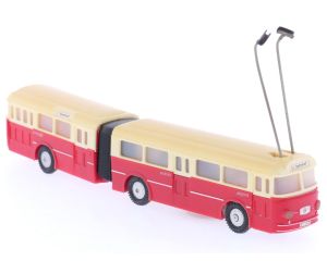 Schaal H0 Eheim 6104 (Brawa) gelede bus crème-rood #5885
