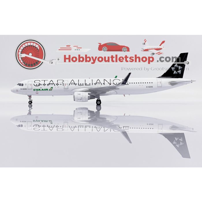Schaal 1:200 JC Wings XX20204 Airbus A321 Eva Air 'Star Alliance' Reg. B-I6206 #7898