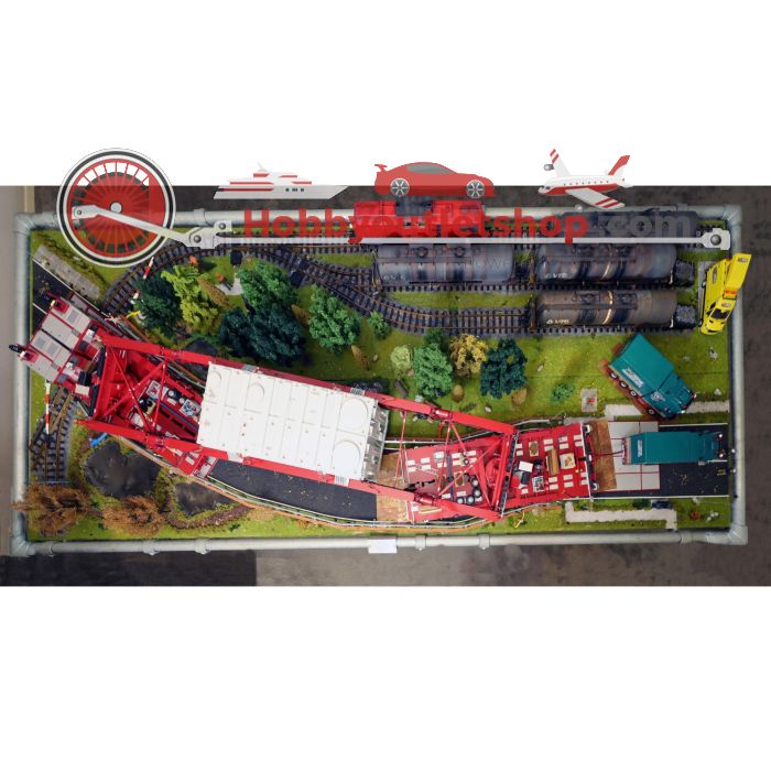 Uniek 1:24 Diorama met Realistische Girderbridge, SPMT Platforms en Transformator, Kahl transport