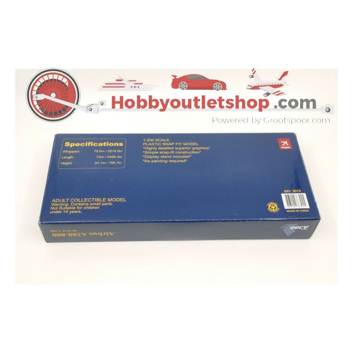 Schaal 1:200 Hogan Airbus A380-800 Plastic Snap Fit Model ''First To Fly A380'' Art. Nr. 3015 #80