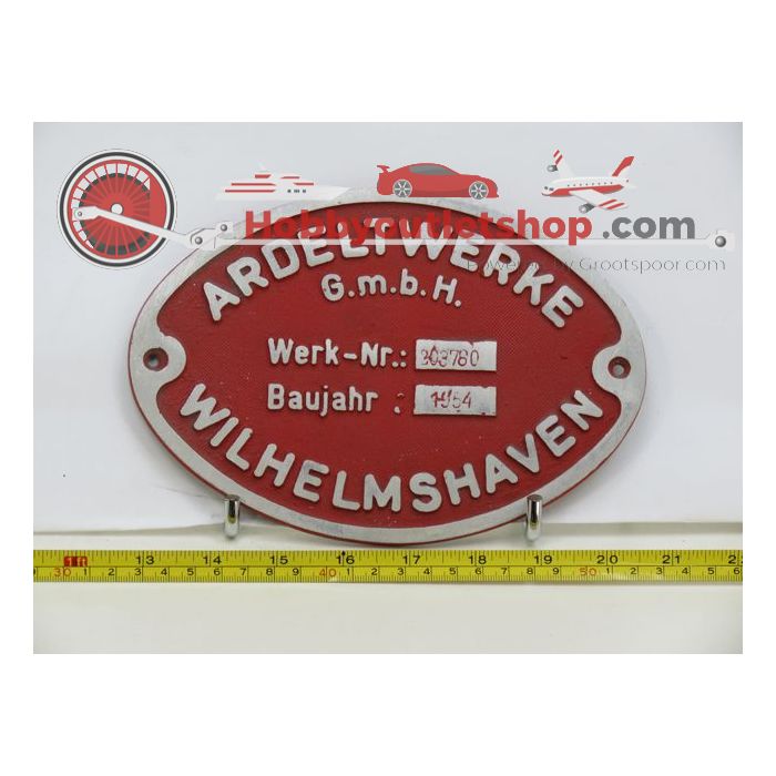 EisenbahnSchild Ardeltwerke Wilhelmshaven 1954 - sku: 20210325053349 - Nieuw - Afbeelding 1