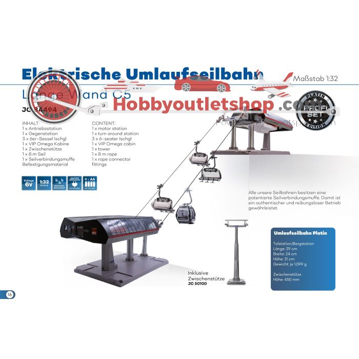 Schaal 1:32 Jägerndorfer 84494 elektrische omloop kabelbaan (statisch demo model) #3659