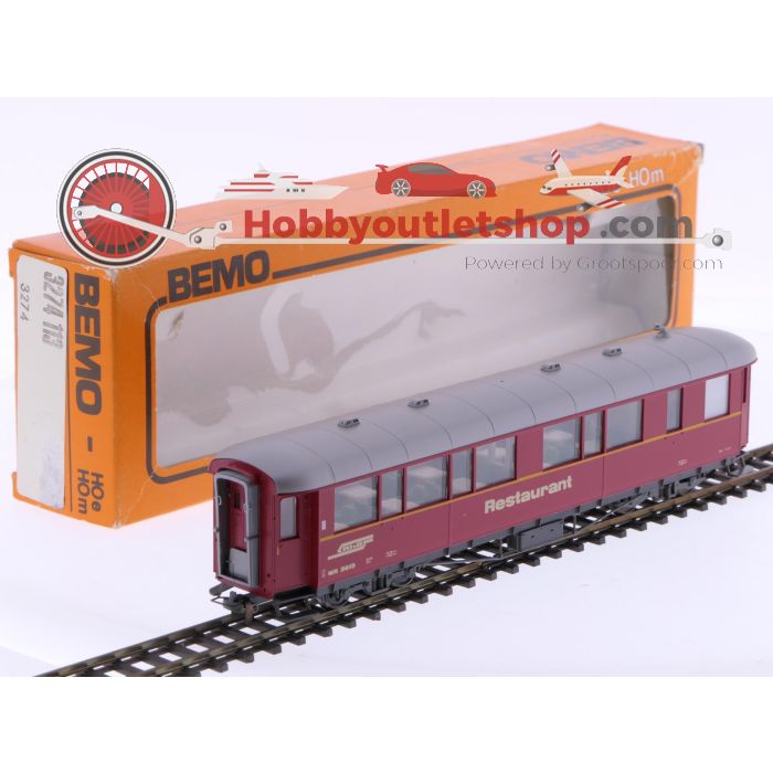 Schaal H0m Bemo 3274-113 restauratierijtuig WR 3813 1e kl. van de RhB #P219