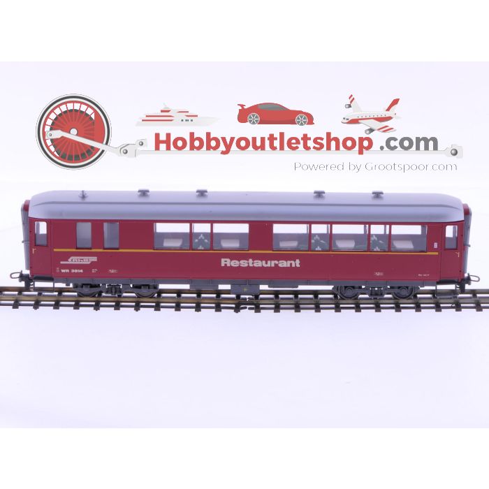 Schaal H0m Bemo 3274-114 restauratierijtuig WR 3814 1e kl. van de RhB #P220