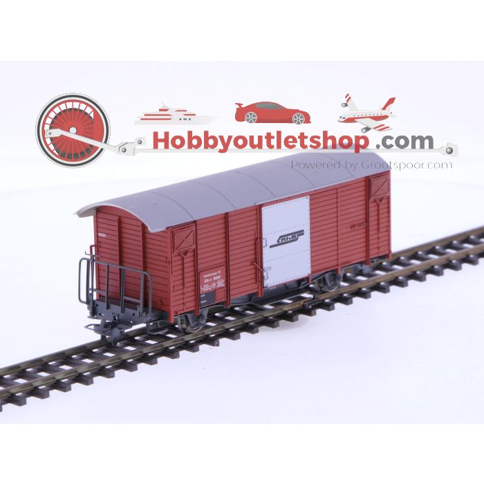 Schaal H0m Bemo 2261 gesloten goederenwagon Xk-v 9091 van de RhB #P226