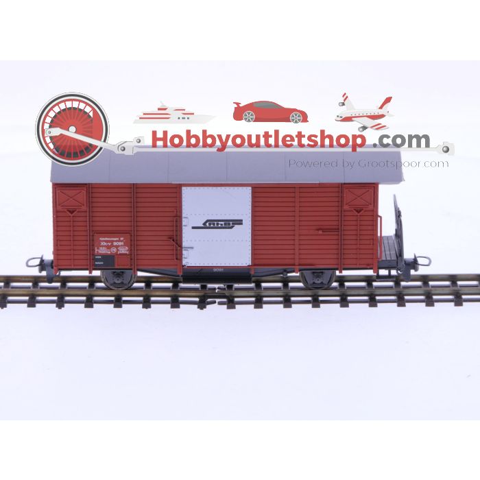Schaal H0m Bemo 2261 gesloten goederenwagon Xk-v 9091 van de RhB #P226