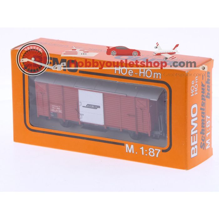 Schaal H0m Bemo 2261 gesloten goederenwagon Xk-v 9091 van de RhB #P226