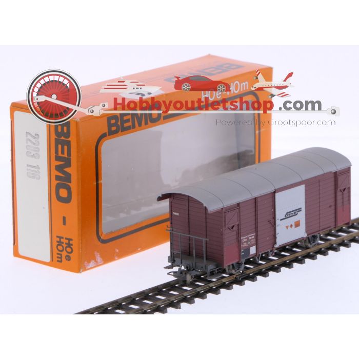 Schaal H0m Bemo 2283 116 gesloten goederenwagon Gbk 5646 van de RhB #P229