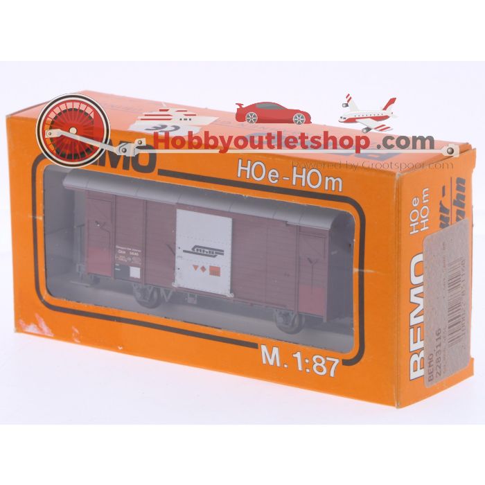 Schaal H0m Bemo 2283 116 gesloten goederenwagon Gbk 5646 van de RhB #P229