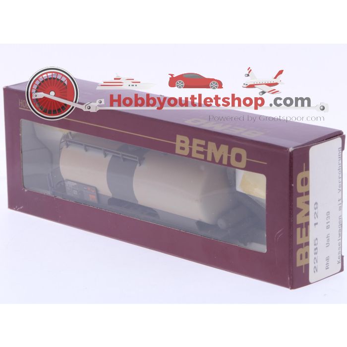 Schaal H0m Bemo 2285 129 ketelwagen met leidingen Uah 8139 van de RhB #P237