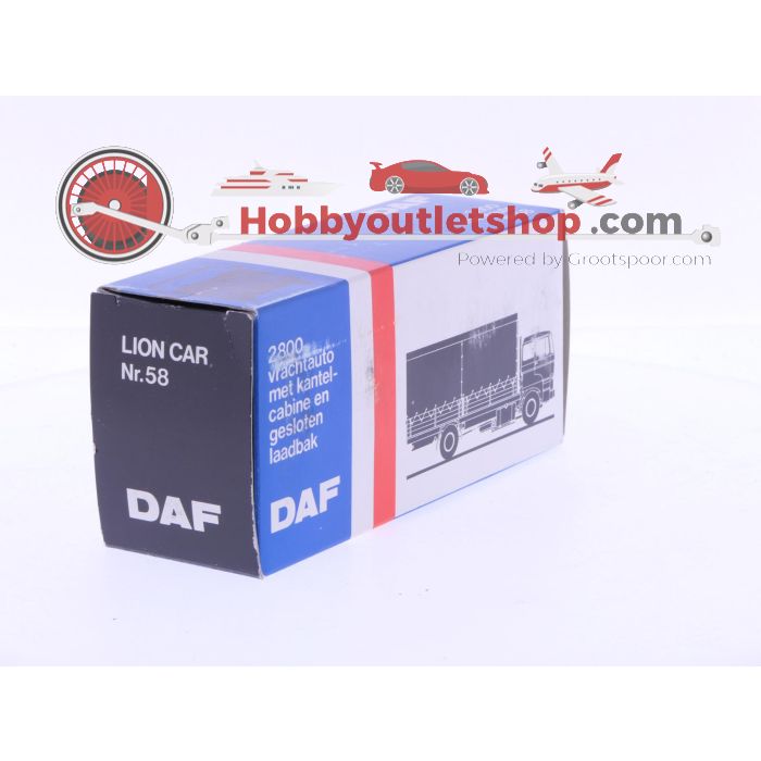 Schaal 1:50 Lion Car Nr.68 Daf 2800 Vrachtauto met kantel-cabine en gesloten laadbak. #7010