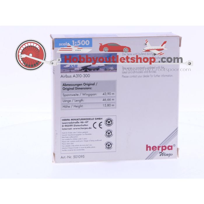 Schaal 1:500 Herpa 501095 LAB - Bolivian Airlines Airbus A310-300 Reg.Nr. GR #7046
