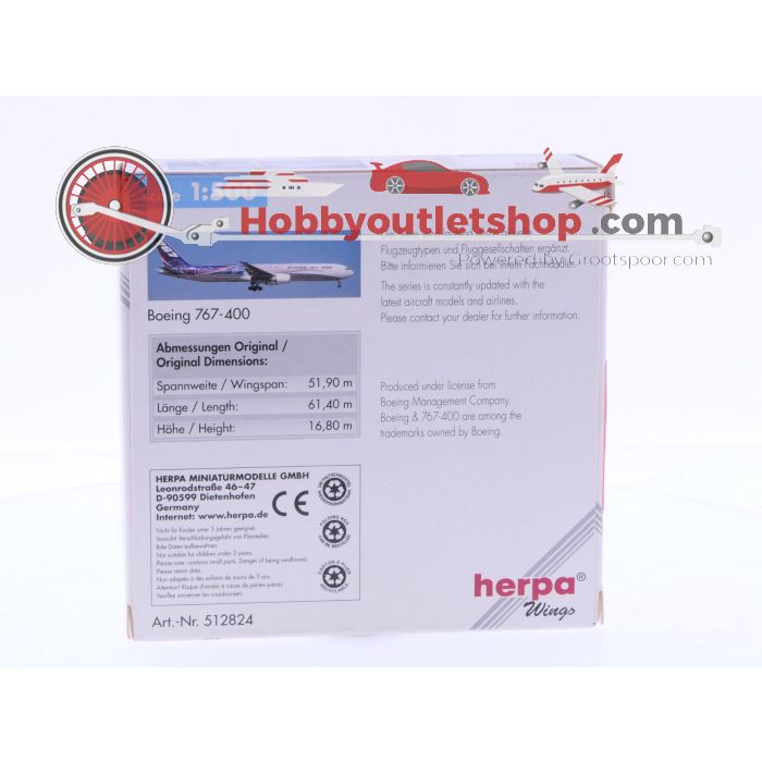 Schaal 1:500 Herpa 512824 Boeing Company Boeing 767-400 "Leading The Way" Reg.Nr. N76400 #7051 - sku: 20241115041310 - Gebruikt - Nieuwstaat - Afbeelding 3
