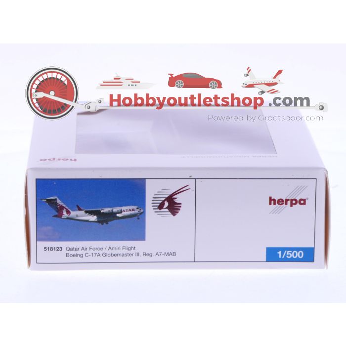 Schaal 1:500 Herpa 518123 Qatar Air Force / Amiri Flight Boeing C-17A Globemaster III Reg.Nr. A7-MAB #7099 - sku: 20241213090612 - Gebruikt - Nieuwstaat - Afbeelding 4