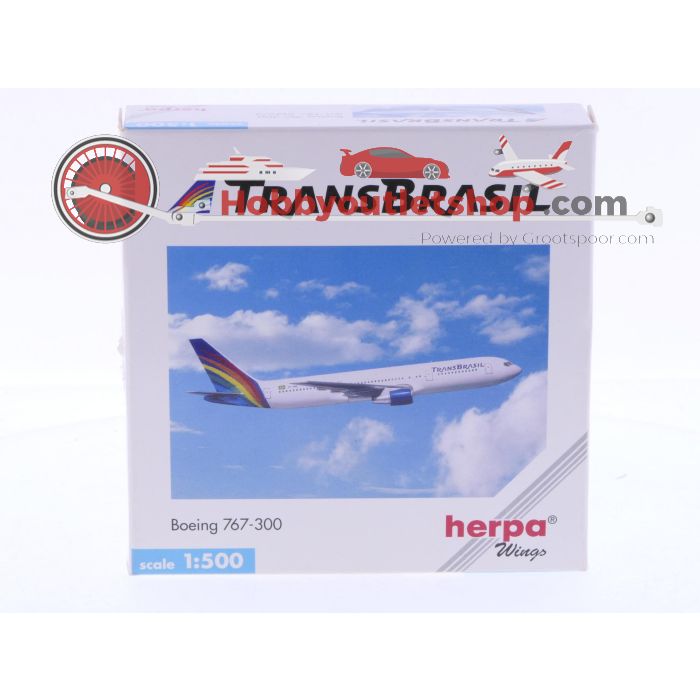 Schaal 1:500 Herpa 512275 TransBrasil Boeing 767-300 Reg.Nr. GR #7100