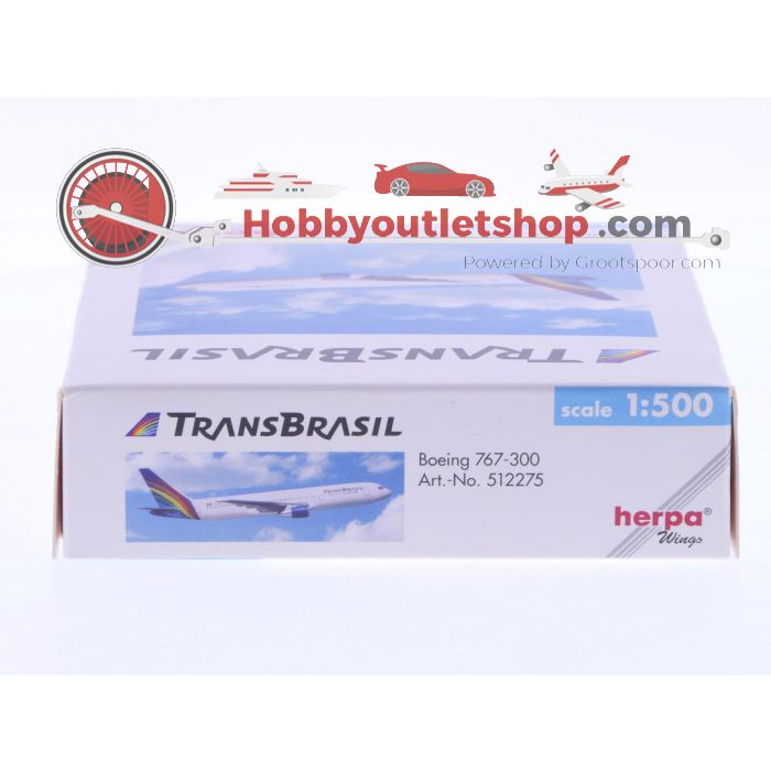 Schaal 1:500 Herpa 512275 TransBrasil Boeing 767-300 Reg.Nr. GR #7100