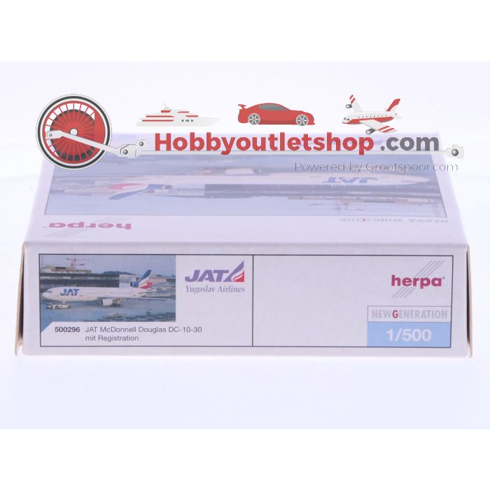 Schaal 1:500 Herpa 500296 JAT Yugoslav Airlines Douglas DC-10-30 Reg. YU-AMB #7106