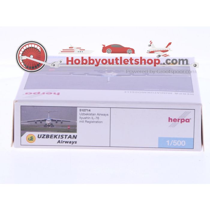 Schaal 1:500 Herpa 510714 Uzbekistan Airways Ilyushin IL-76 Reg. UR-76426 #7109 - sku: 20241213114933 - Gebruikt - Nieuwstaat - Afbeelding 4