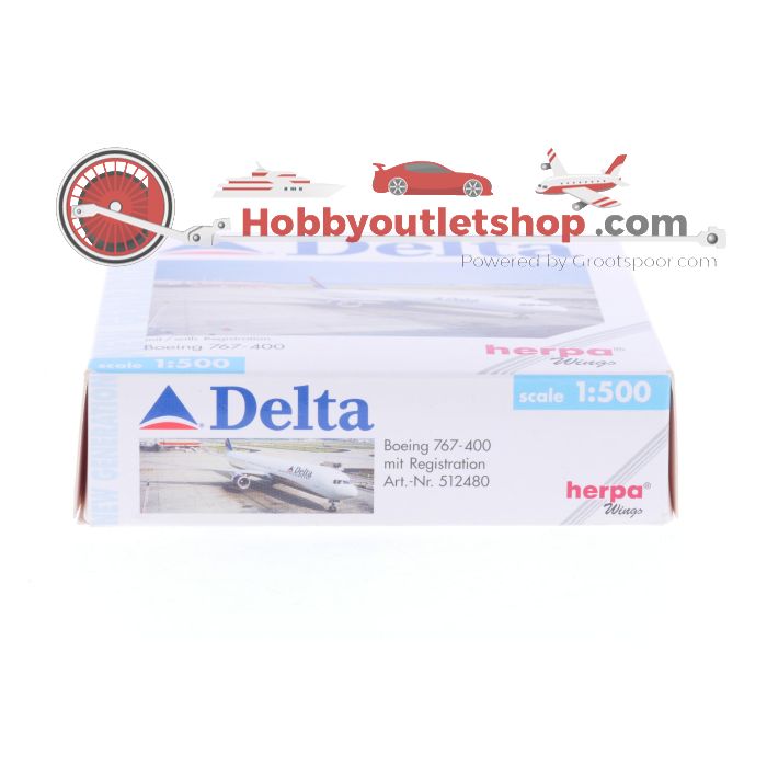 Schaal 1:500 Herpa 512480 Delta Air Lines Boeing 767-400ER Reg. N829MH #7139