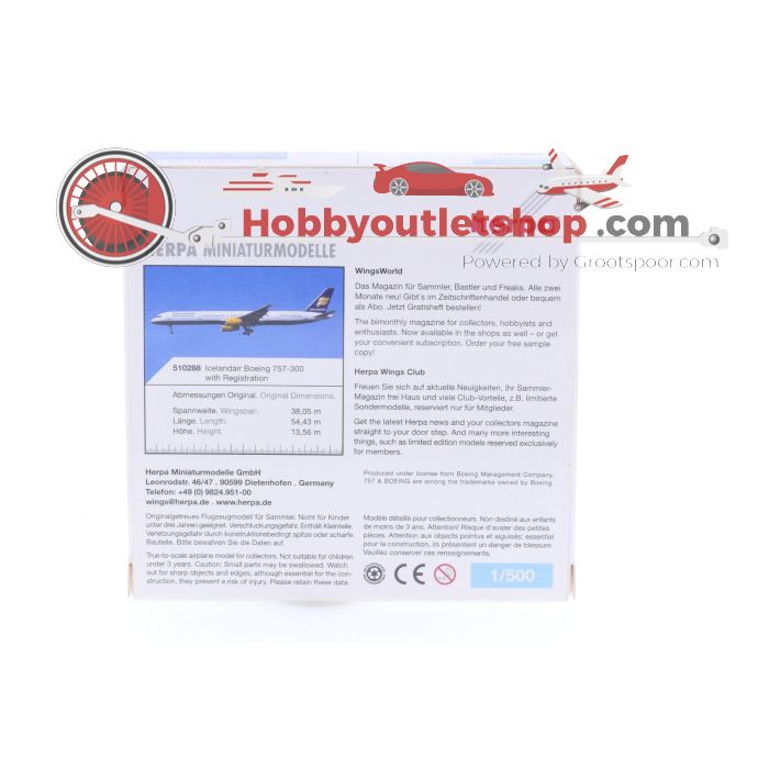 Schaal 1:500 Herpa 510288 Icelandair Boeing 757-300 Reg. TF-FIX #7141 - sku: 20250117095255 - Gebruikt - Nieuwstaat - Afbeelding 3