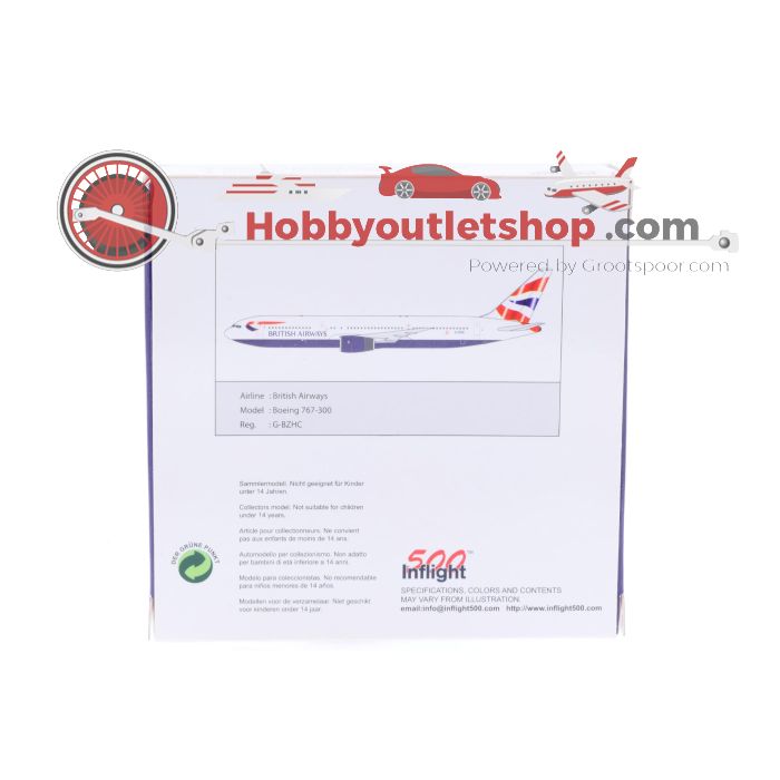Schaal 1:500 Inflight 500 355 4085 British Airways Boeing 767-300 Reg. G-BZHC #7154