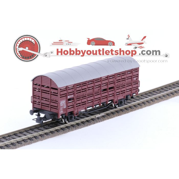 Schaal H0 Roco 47525 en 66875 set van 2 veewagens Type Vlmmhs 63 van de DB #6737
