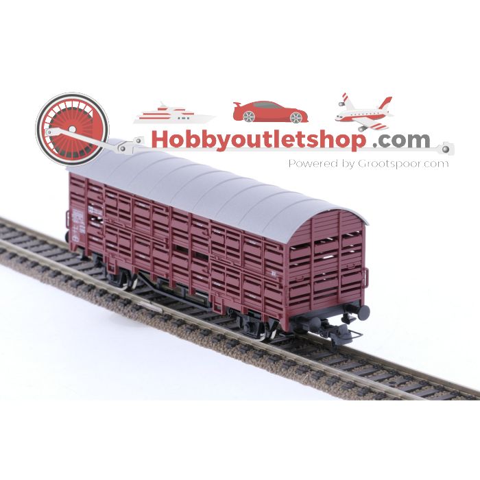 Schaal H0 Roco 47525 en 66875 set van 2 veewagens Type Vlmmhs 63 van de DB #6737
