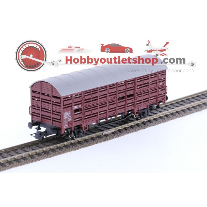 Schaal H0 Roco 47525 en 66875 set van 2 veewagens Type Vlmmhs 63 van de DB #6737