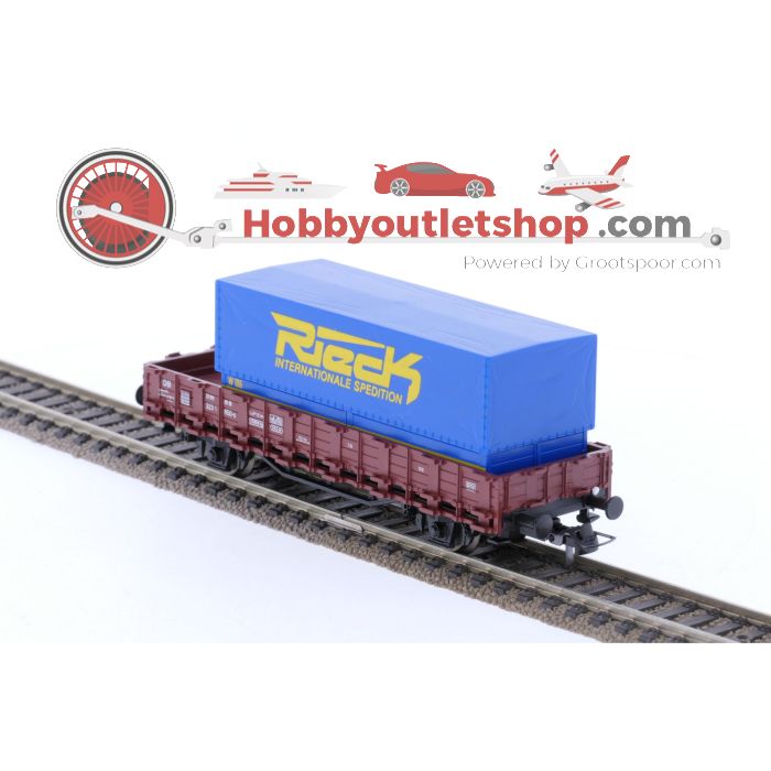 Schaal H0 Roco 46031 rongenwagen met Rieck container AC van de DB #6739