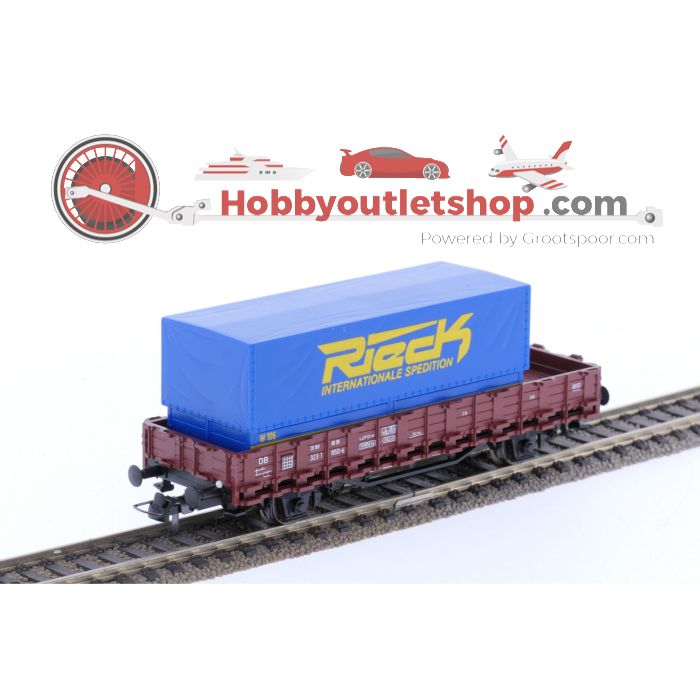 Schaal H0 Roco 46031 rongenwagen met Rieck container AC van de DB #6739