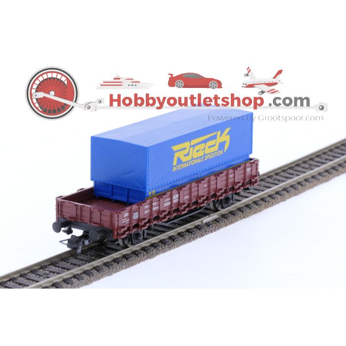 Schaal H0 Roco 46031 rongenwagen met Rieck container AC van de DB #6739