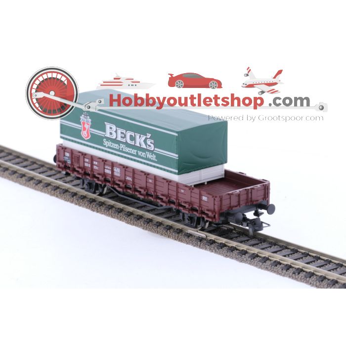 Schaal H0 Roco 46031 rongenwagen met Beck's container van de DB #6740
