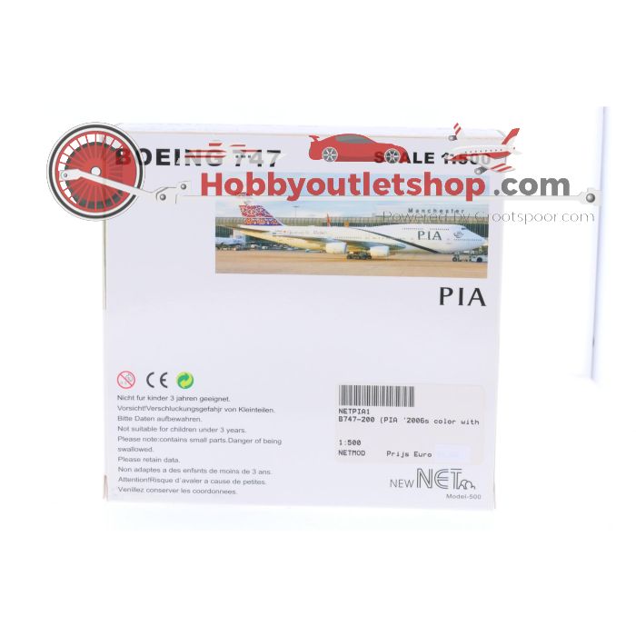 Schaal 1:500 NetModels NETPIA1 PIA Boeing 747-200 