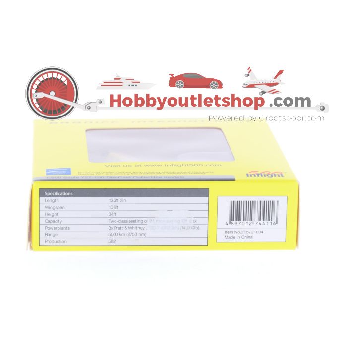 Schaal 1:500 Inflight 500 IF5721004 Braniff International Boeing 727-100 (Yellow) Reg. N7271 #7224
