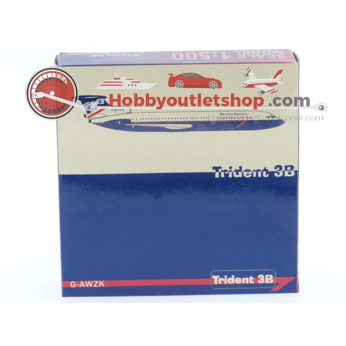 Schaal 1:500 Net Models MMBAT3B British Airways Trident 3B Reg. G-AWZK #7251