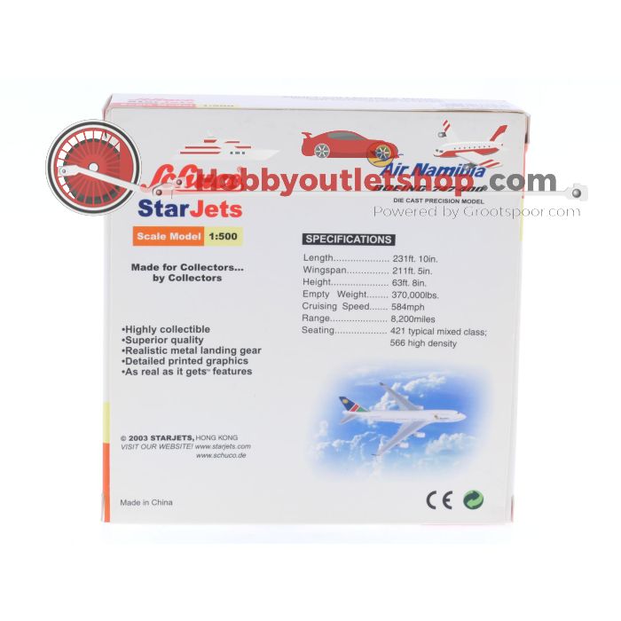 Schaal 1:500 StarJets 355 7623 Air Namibia Boeing 747-400 Reg. V5-NMA #7309