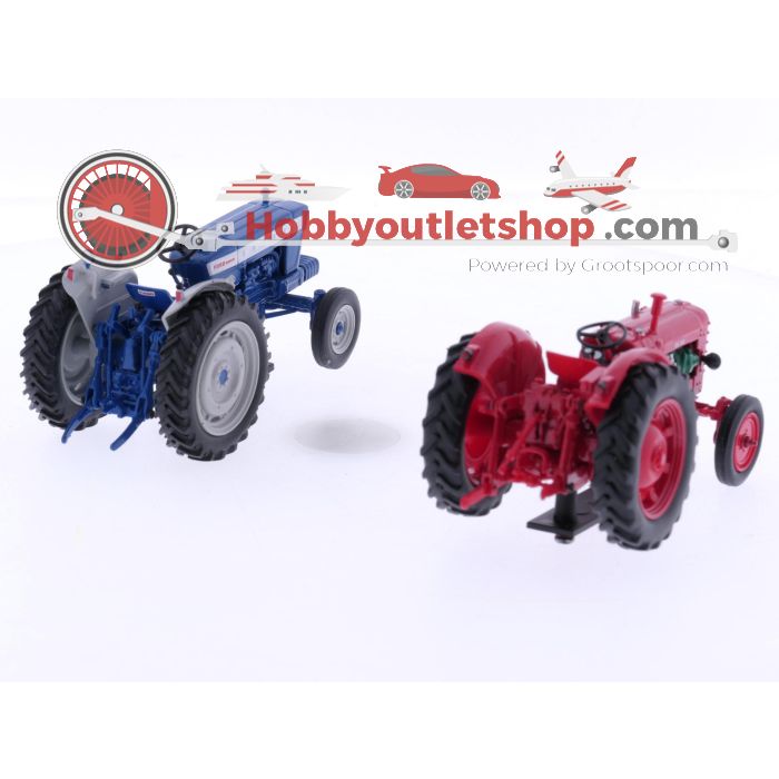 Schaal 1:43 en 1:50 Universal Hobbies en Joal set van 8 voertuigen tractoren en Volvo L70C wiellader #7313