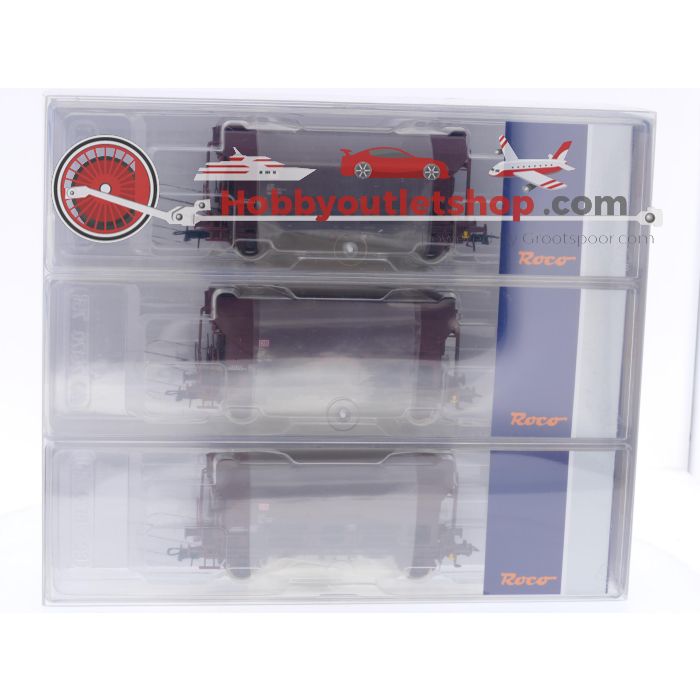Schaal H0 Roco 67575 3-delige set zwenkbare dakwagen type Tdgs van de DB #6877