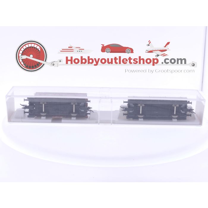Schaal H0 Fleischmann 82 5910 K set van 2 goederen wagen klapdekselwagen type K 15 en plattewagen type X 05 van de DB #6900
