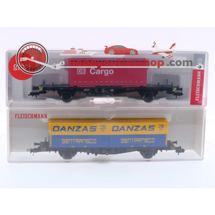 Schaal H0 Fleischmann 5233 en 5234 02 set van 2 containerwagens 
