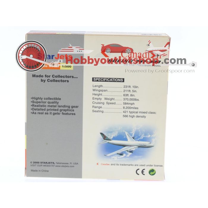 Schaal 1:500 StarJets SJCDN003 Canadian Airlines Boeing 747-400 Reg. C-FCRA #7338