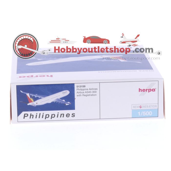 Schaal 1:500 Herpa 513159 Philippine Airlines Airbus A340-300 Reg. F-OHPJ #7342 - sku: 20250328122746 - Gebruikt - Zo goed als nieuw - Afbeelding 3