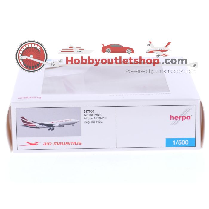 Schaal 1:500 Herpa 517560 Air Mauritius Airbus A330-200	Reg. 3B-NBL #7382 - sku: 20250402021755 - Gebruikt - Zo goed als nieuw - Afbeelding 3