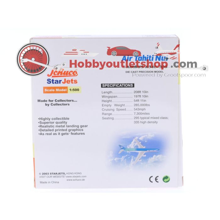  Schaal 1:500 Star Jets 355 7637 Air Tahiti Nui Airbus A340-300 Reg. F-OJTN #7396
