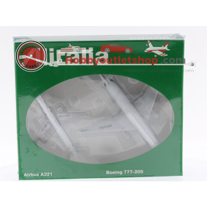 Schaal 1:500 Herpa 510356 Alitalia Airbus A321 + Boeing 777-200 Reg. I-DISA en NA #7417