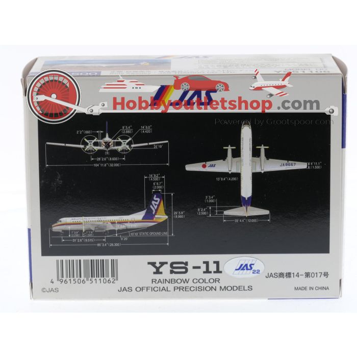 Schaal 1:500 JALUX YS51106 JAS - Japan Air System NAMC YS-11 