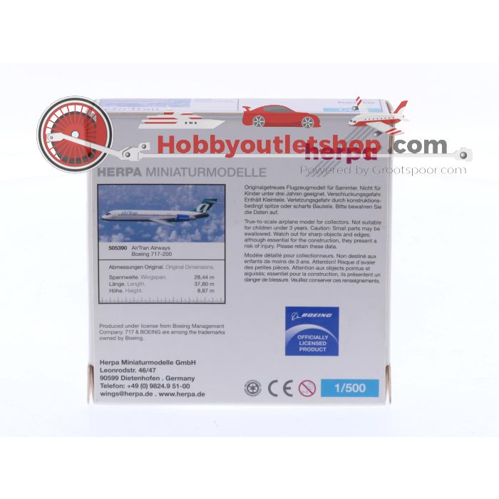 Schaal 1:500 Herpa 505390 AirTran Airways Boeing 717-200 Reg. N892AT #7480 - sku: 20250415112847 - Gebruikt - Zo goed als nieuw - Afbeelding 2