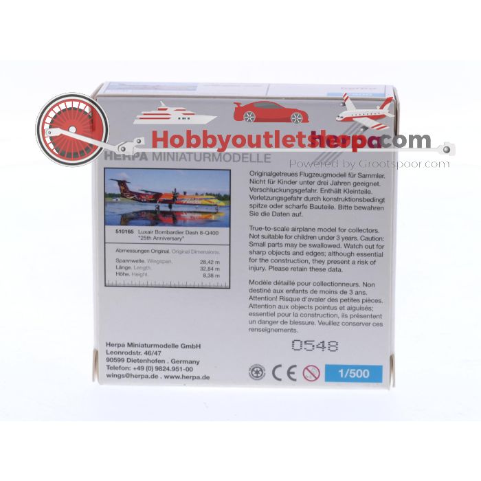 Schaal 1:500 Herpa 510165 Horizon Air Bombardier Dash 8-Q400 N425QX "25th Anniversary" #7491 - sku: 20250415032728 - Gebruikt - Zo goed als nieuw - Afbeelding 2