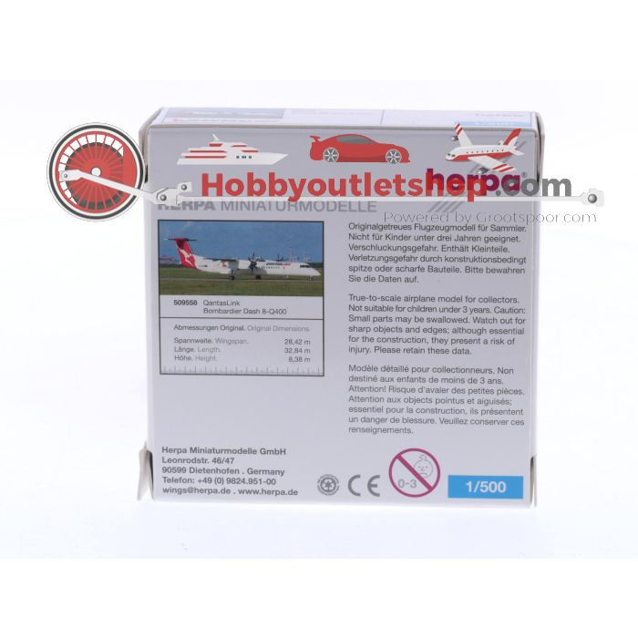 Schaal 1:500 Herpa 509558 QantasLink Bombardier Dash 8-Q400 Reg. VH-QOJ #7499 - sku: 20250416084003 - Gebruikt - Zo goed als nieuw - Afbeelding 2