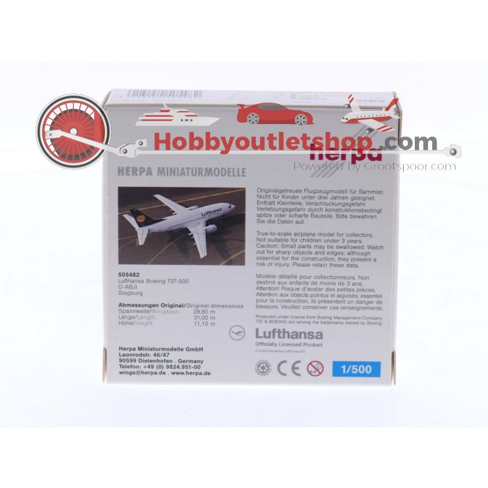 Schaal 1:500 Herpa 505482 Lufthansa Boeing 737-500 "Siegburg" Reg. D-ABJI #7514 - sku: 20250417023944 - Gebruikt - Zo goed als nieuw - Afbeelding 2